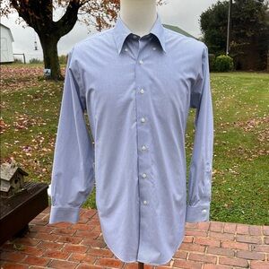 -Brooks Brothers Grey/White Pinstripe Non-Iron Supima Button-Down Shirt 16.5-33